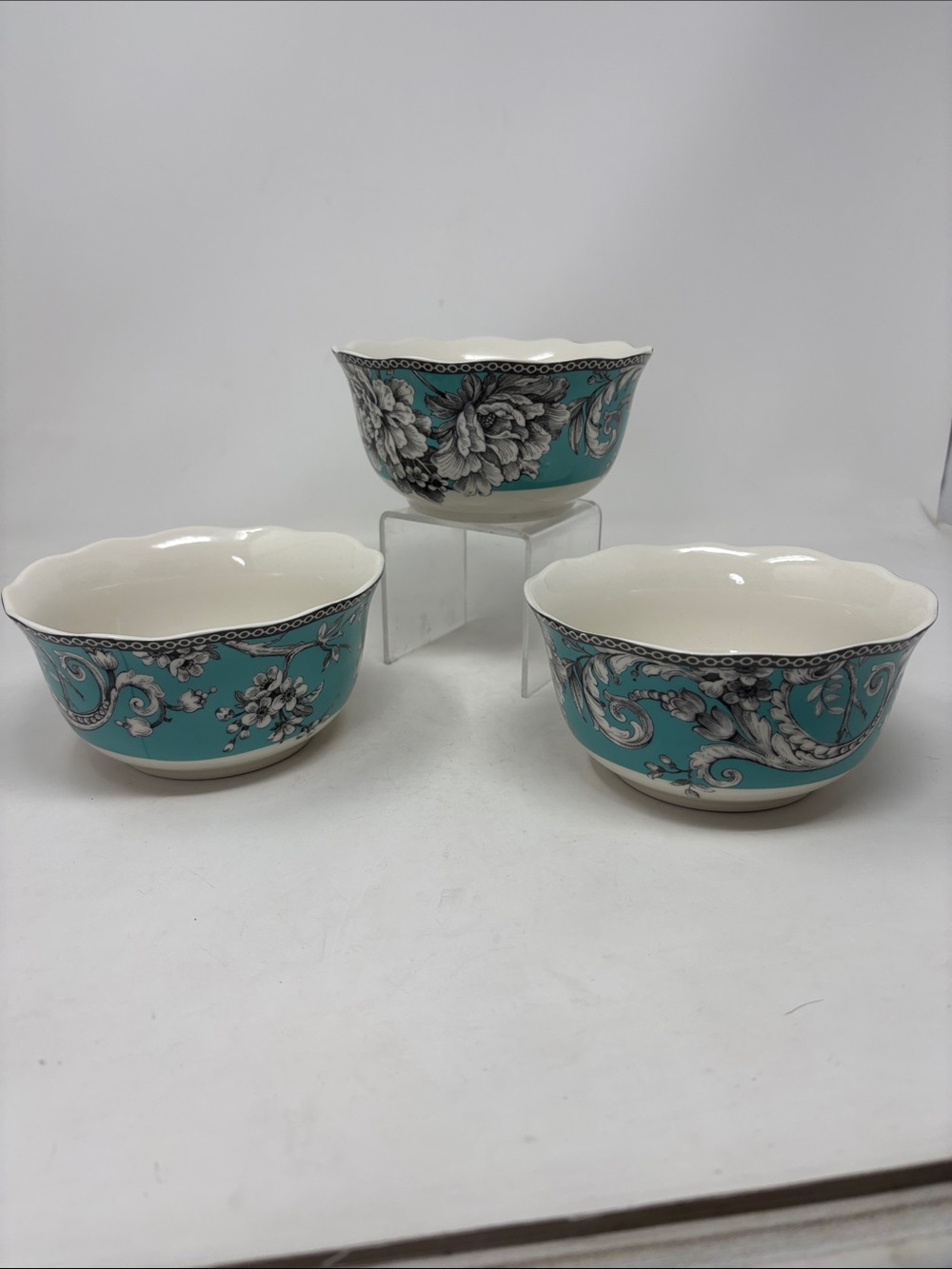 222 FIFTH Adelaide Turquoise Set of 3 Cereal Bowls